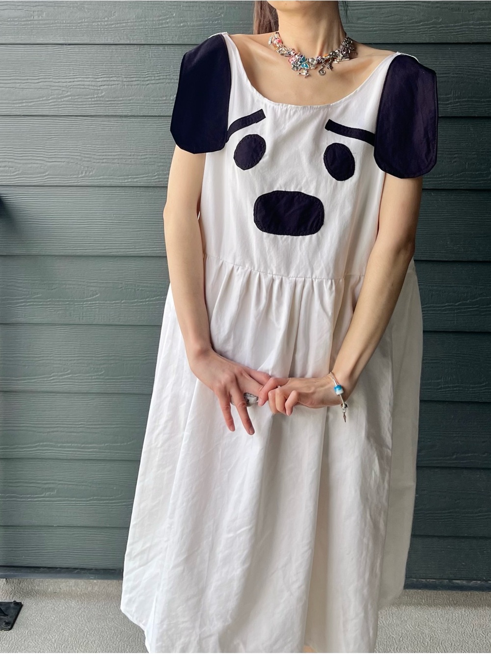 Puppy Mood | Handmade Patchwork Puppy Face Dress SKU 07216 Plus Size - Picture 5 of 16